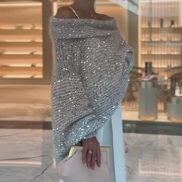 Christine | Glinsterende off-shoulder trui