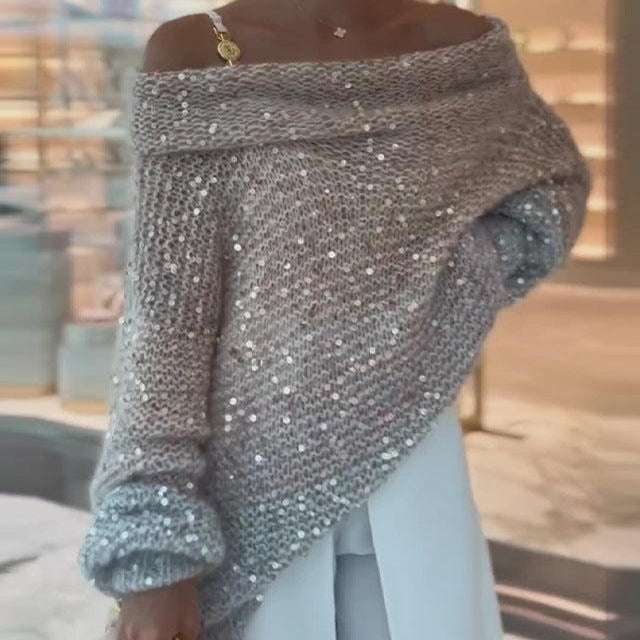 Christine | Glinsterende off-shoulder trui