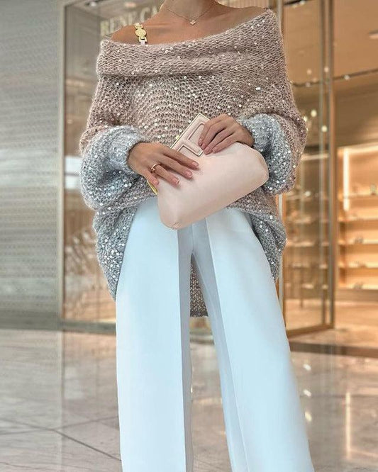 Christine | Glinsterende off-shoulder trui