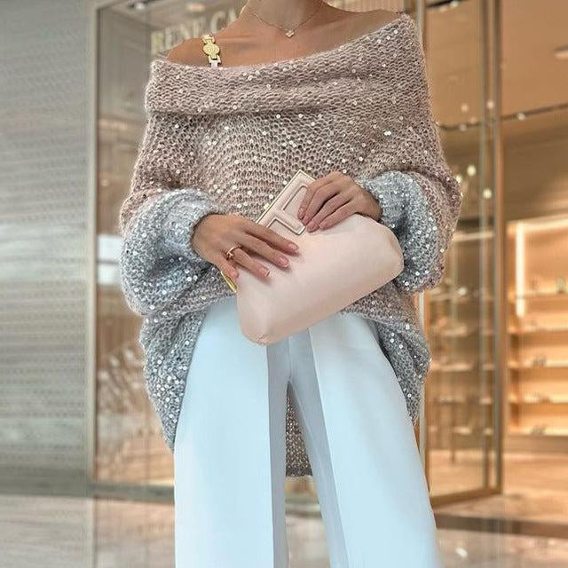 Christine | Glinsterende off-shoulder trui