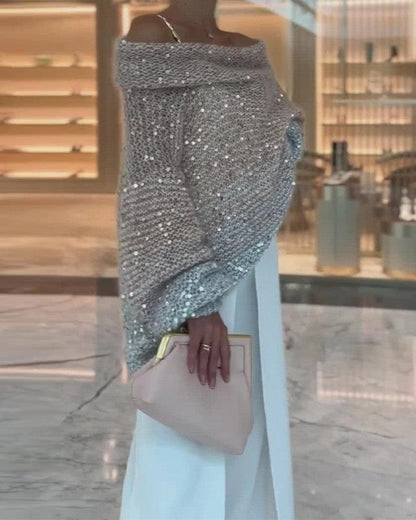 Christine | Glinsterende off-shoulder trui