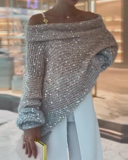 Christine | Glinsterende off-shoulder trui