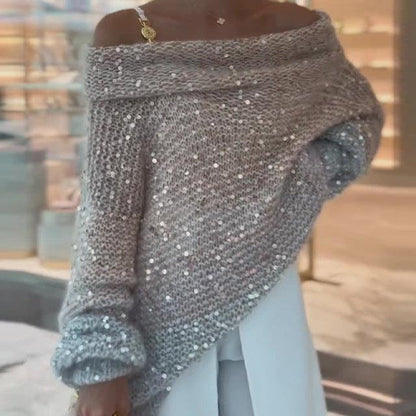 Christine | Glinsterende off-shoulder trui